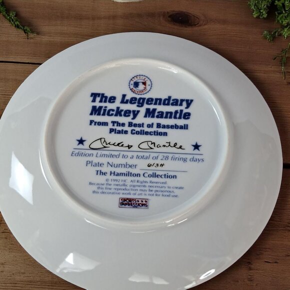 MICKEY MANTLE Plate LIMITED EDITION Hamilton Collection New In Box w/ Paperwork - Picture 7 of 13